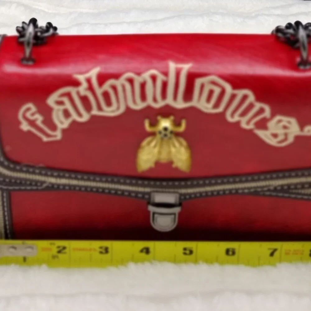 Bee Fabulous Square Red Crossbody / Shoulder Bag with Chain Strap - Picture 4 of 8